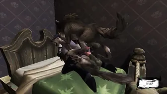 Monster Grizzlies Plumbed a gash with gullet on the Couch | three dimensional Monster Porn