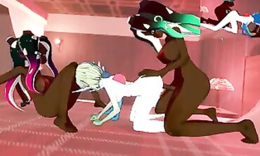 Futa Fuckfest Soiree: Gardevoir and Marina have a all out Clone Group Drill