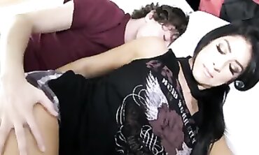 Sharing the Sofa with Sumptuous Dark Hair milf