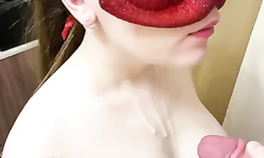 Domme Gargles Lengthy Cock Voluptuously