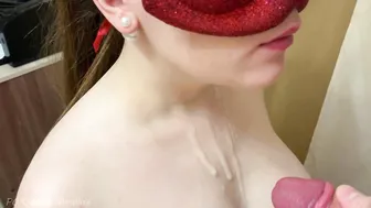 Domme Gargles Lengthy Cock Voluptuously