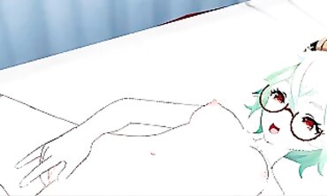 Sucrose Finger-tickling herself into the Nurses Office - Genshin Influence Animated.