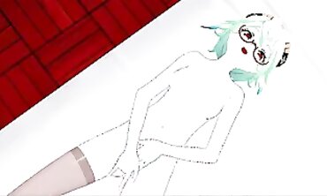 Sucrose Finger-tickling herself into the Nurses Office - Genshin Influence Animated.