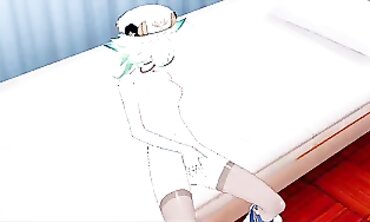 Sucrose Finger-tickling herself into the Nurses Office - Genshin Influence Animated.