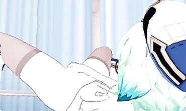 Sucrose Finger-tickling herself into the Nurses Office - Genshin Influence Animated.