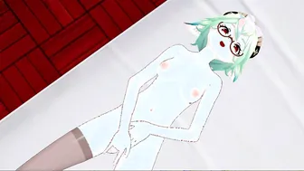 Sucrose Finger-tickling herself into the Nurses Office - Genshin Influence Animated.