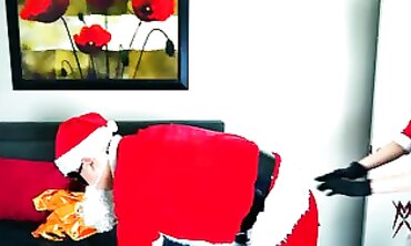 Mrs. Claus Crushes Santa’s BACKSIDE Fem Dom Soles Handballing with Paramour X