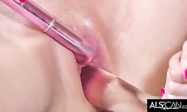 Lil' college-aged Yr Elder Glides a Ginormous Fuck stick into Her Smoothly-shaven Vulva