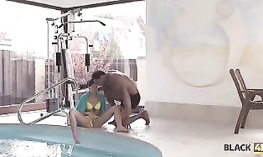 BLACK4K. Dark-hued swimming trainer with fulfillment tears up the aroused dark hair