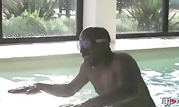 Angel Wicky having meaty breasts nails with a ginormous ebony dinky at the swimming