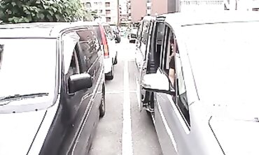 The funbag of a nymph with a grin face inwards the passenger