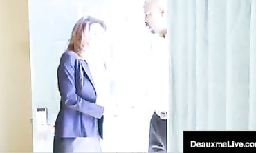 Airline Hostess Deauxma Mounts Thick Gigantic Cock into Elderly Hotel