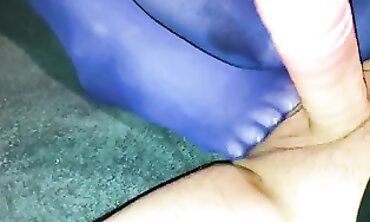 Fledgling Toejob #76 Blue Nylon Stocking - Punching balls Kicking and Jizz