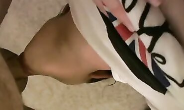 Real first-timer dark-skinned-haired draining and inhaling man sausage