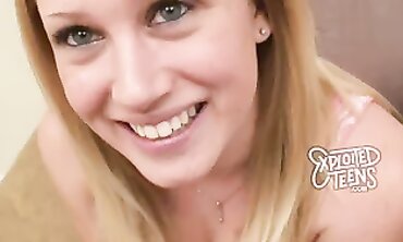 Teenager Ash-blonde's Inexperienced Debut - Gulping Meaty Geyser on Camgirl Platform