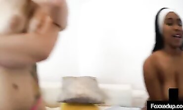 Quebec Born queen Jenna Foxx Masturbates Sausage with Skylar Madison