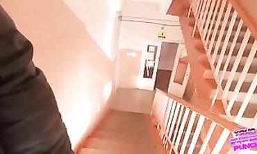 Risky Head on Stairs of the Mall