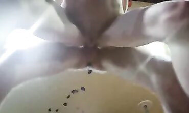Russian MILF Gives Blowjob in Hot Steam Room - POV Fuck with Two Huge Dicks