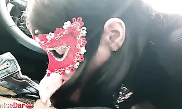 princess Dark Haired Spunky Oral job inwards Cab before Work