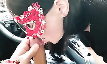 princess Dark Haired Spunky Oral job inwards Cab before Work