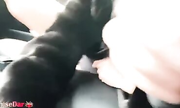princess Dark Haired Spunky Oral job inwards Cab before Work