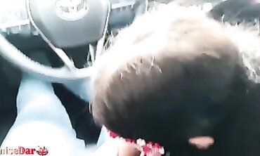 princess Dark Haired Spunky Oral job inwards Cab before Work