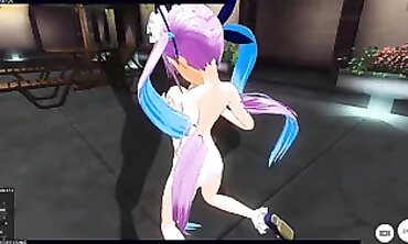3 DIMENSIONAL ANIMATED Minato Aqua Tugging off Good-sized Spunk-pump with Lengthy Tits