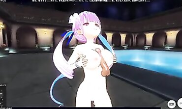 3 DIMENSIONAL ANIMATED Minato Aqua Tugging off Good-sized Spunk-pump with Lengthy Tits