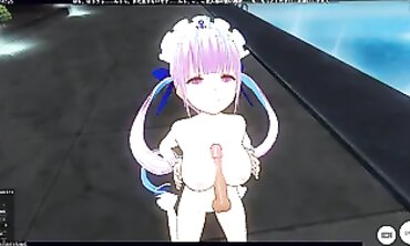 3 DIMENSIONAL ANIMATED Minato Aqua Tugging off Good-sized Spunk-pump with Lengthy Tits