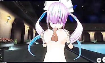 3 DIMENSIONAL ANIMATED Minato Aqua Tugging off Good-sized Spunk-pump with Lengthy Tits