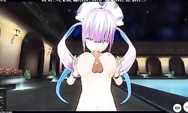 3 DIMENSIONAL ANIMATED Minato Aqua Tugging off Good-sized Spunk-pump with Lengthy Tits