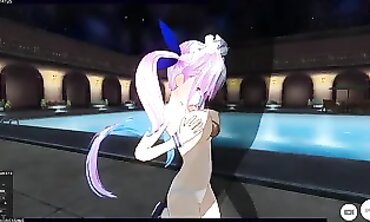3 DIMENSIONAL ANIMATED Minato Aqua Tugging off Good-sized Spunk-pump with Lengthy Tits