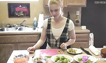 Lil' Jugged Coed Emi Clear Into Bare-breasted Cooking Sesh