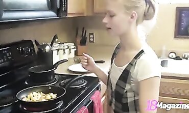 Lil' Jugged Coed Emi Clear Into Bare-breasted Cooking Sesh