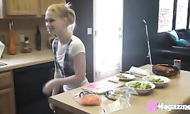 Lil' Jugged Coed Emi Clear Into Bare-breasted Cooking Sesh