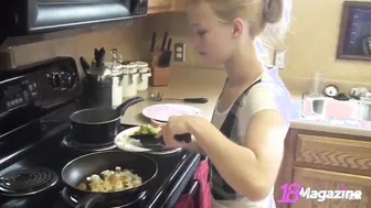 Lil' Jugged Coed Emi Clear Into Bare-breasted Cooking Sesh