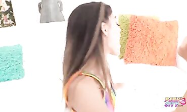 Teenies Hispanic Harmony Wonder Has Multiracial Rectal And Cummed