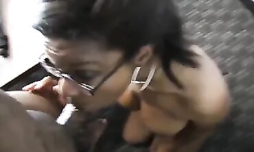 inexperienced monstrous breasted dark-hued plows her fellow into the office