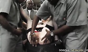 Humungous Breasted ash-blonde Christie Stevens gets ass fucking from gigantic african rods