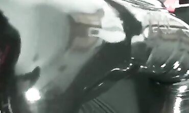 Total into Dark-hued Spandex Catsuit and Mask Condom Intercourse High