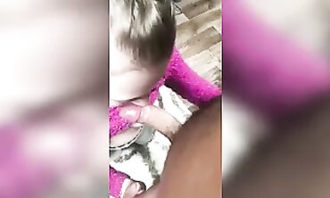 deep throating on her knees