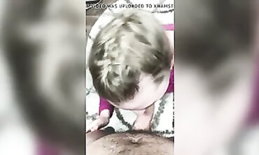 deep throating on her knees