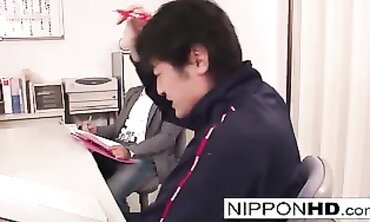 Chinese Ultra-cutie has a Trio-Way inwards the Tutors Lounge