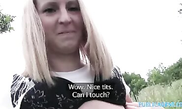 PublicAgent Sensual all-natural breasted juggle as she railing spear