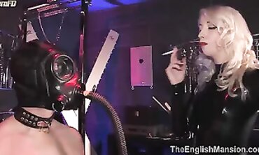 Smoking Hot Redhead Babe Smokes in Leather Corset - Erotic Roleplay with Sex Toy