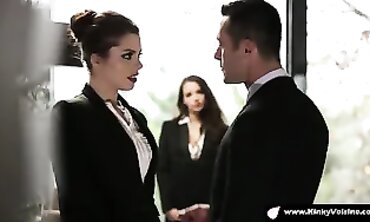 Office Secrets Revealed - Two Secretaries Hump Step-Brother in Office