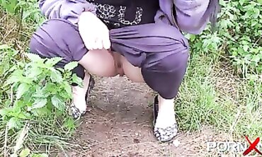 Dark-Haired Vixen Loves to Pee Outdoors - Fetish Video with Hot Babe