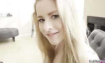 Hot Blonde Teen Steals Older Man's Load in Public Toilet