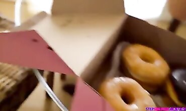Sexy Babe Stuffing Her Face With Delicious Donuts