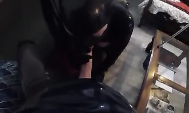 Bondaged Lady in Fishnet Stockings Fetish Blowjob with Domination by Mistress Samantha Foxx